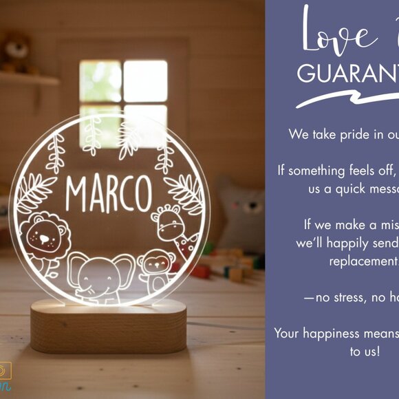 Custom Baby Animals LED Lamp | Adorable Nursery Night Light for Toddlers - Picture 6 of 8